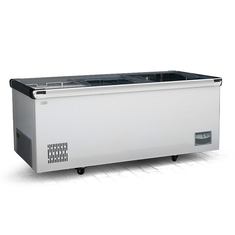 top open lid chest freezer supermarket frozen food meat island refrigerator glass door freezer deep fridge freezer