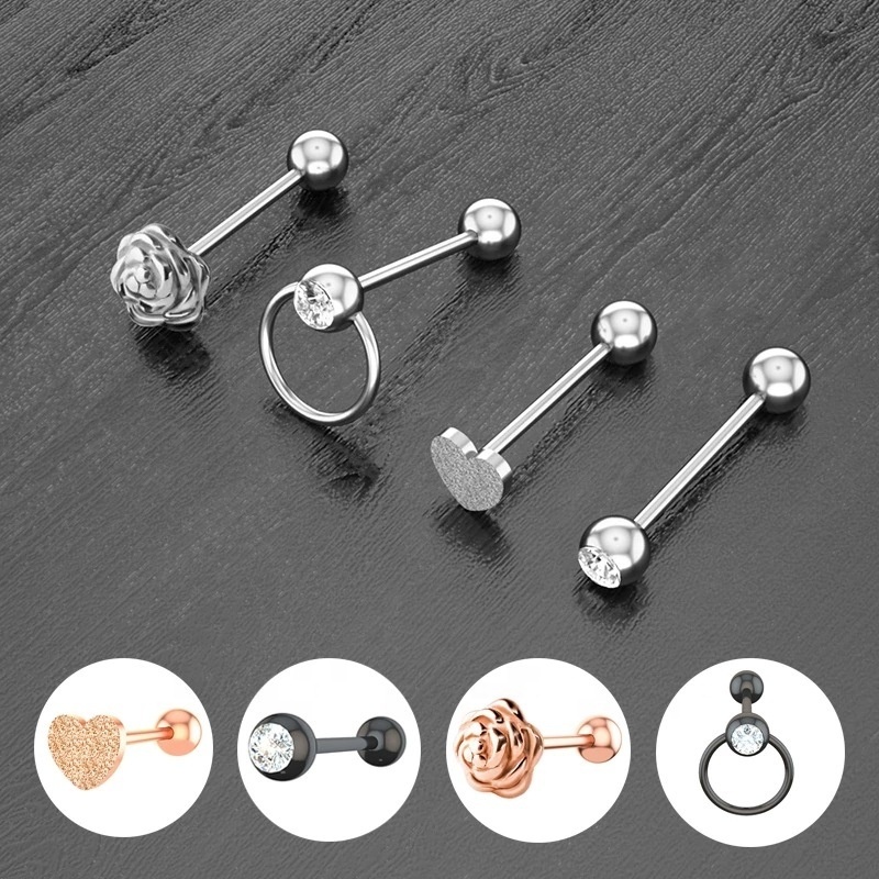 2024 Getta Stainless Steel Vibration Tongue Ring Barbell Ornament Tongue Piercing Bar Nipple Tongue Ring Piercing