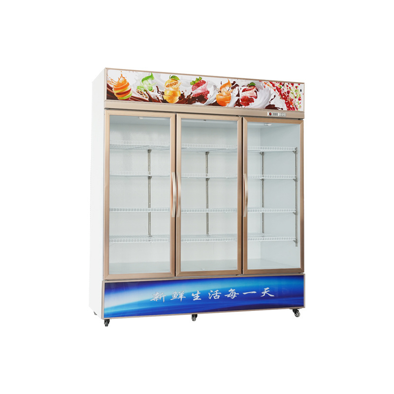 Supermarket Commercial Display Glass Door Case Coca Cold Drinks Fridge No Frost Transparent Cold Drink Refrigerator