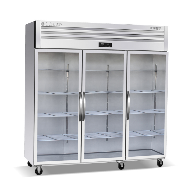 Supermarket Glass display freezer vertical freezer refrigeration glass door freezer for beverage beer and milk