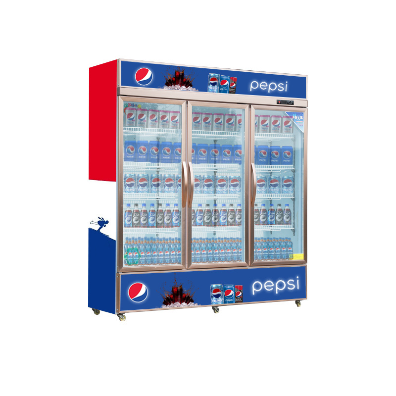 Supermarket Commercial Display Glass Door Case Coca Cold Drinks Fridge No Frost Transparent Cold Drink Refrigerator