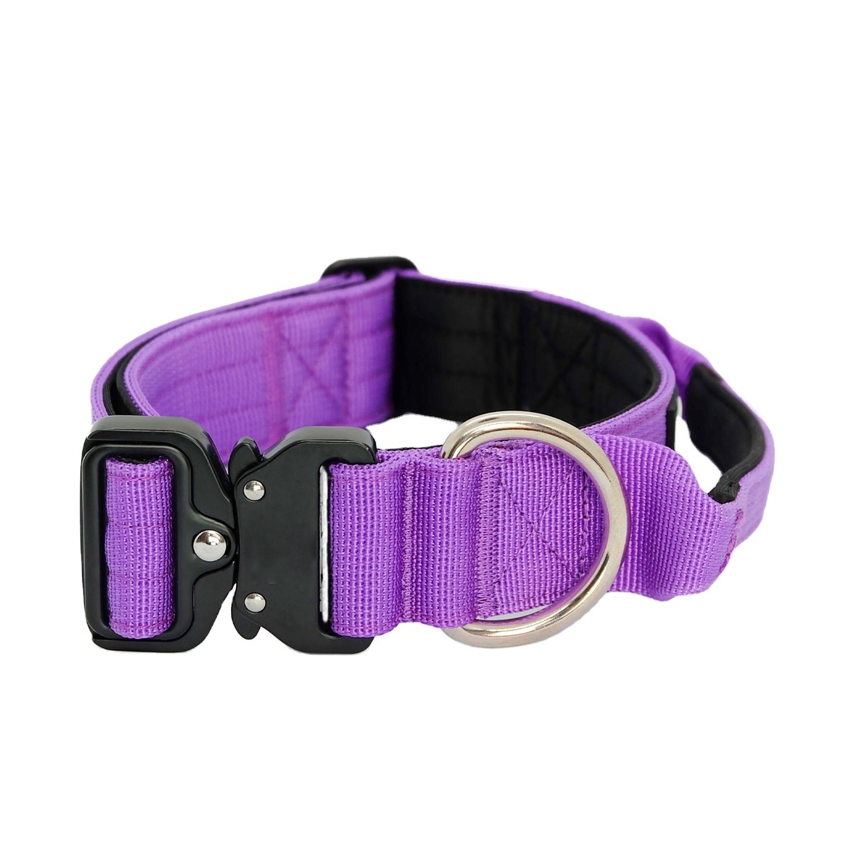 TOPBUDDY Triple Stitched Combat Dog Collar with Stainless Steel D Loop