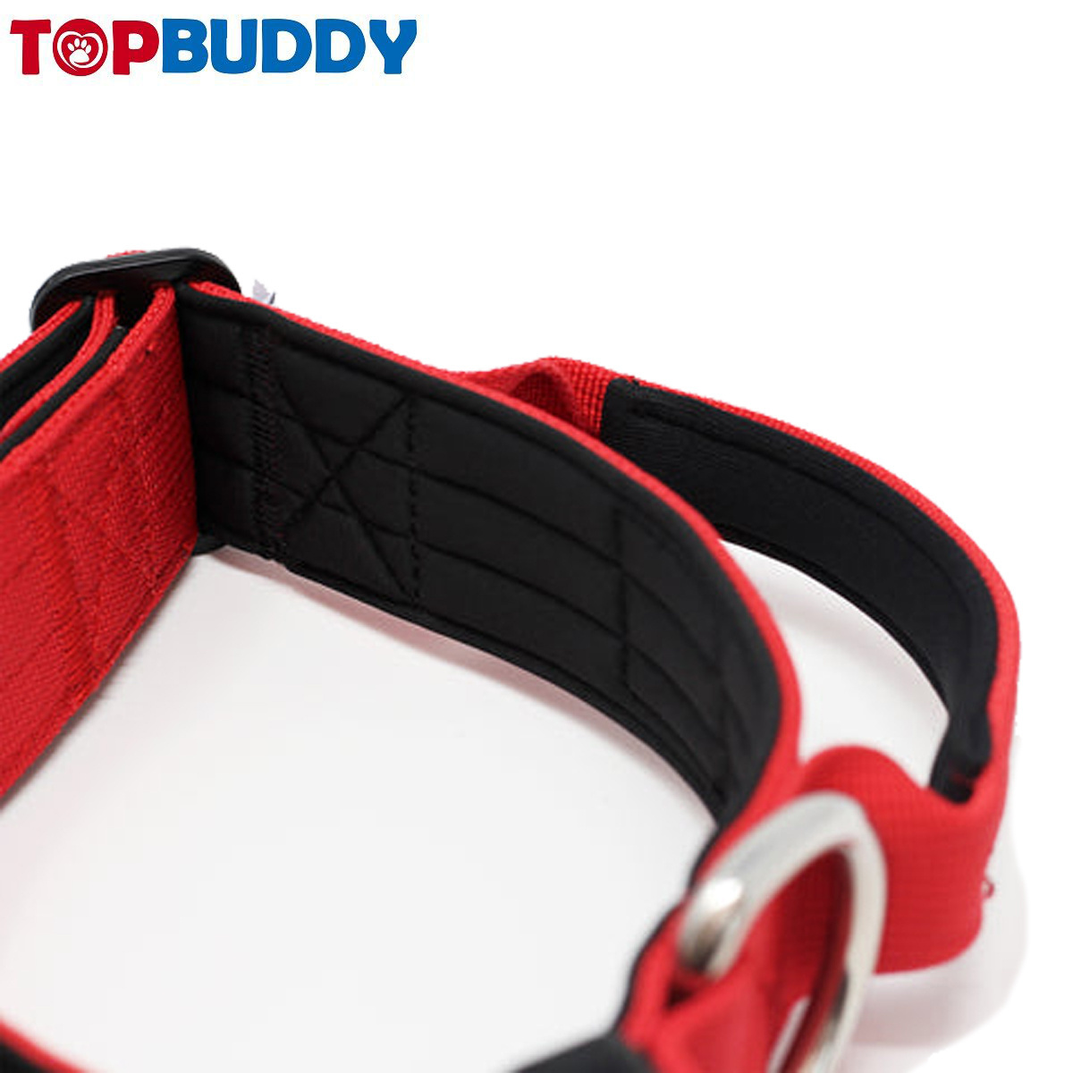 TOPBUDDY Triple Stitched Combat Dog Collar with Stainless Steel D Loop