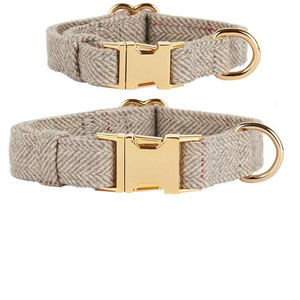 Heavy Duty tweed wool fabric for Dog Collar And Leash One Set with Rose Gold in all season