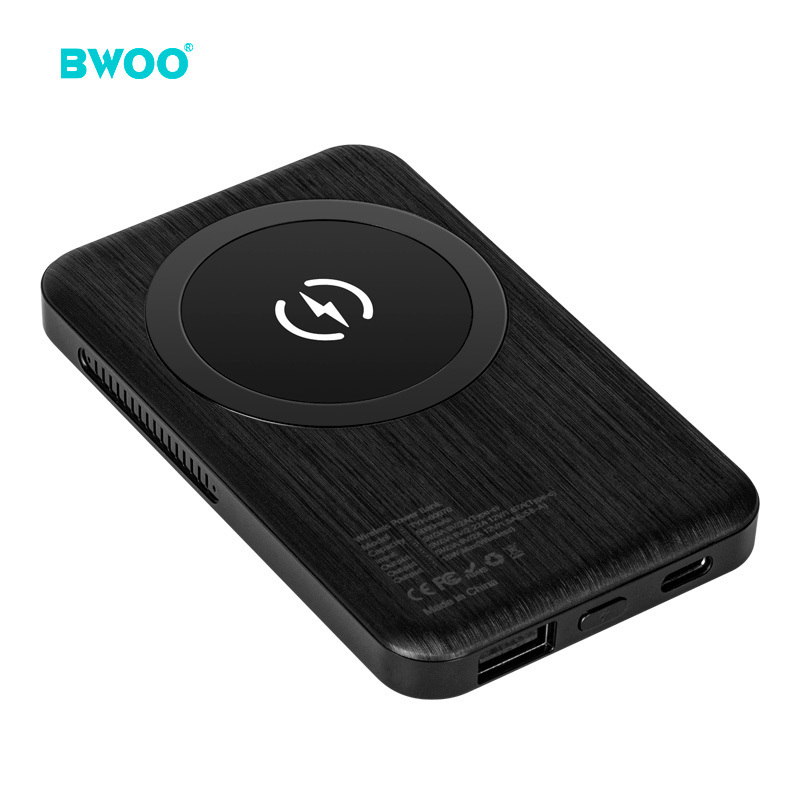 BWOO hot selling mini 5000mah power bank ultra thin 15w fast charging magnetic wireless power bank