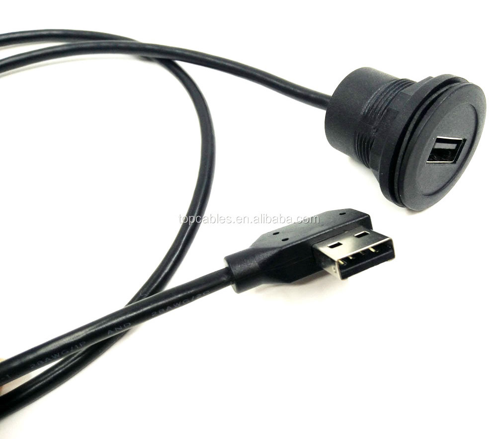 High quality car Automotive panel mount waterproof cable flush joint USB 2.0 cables