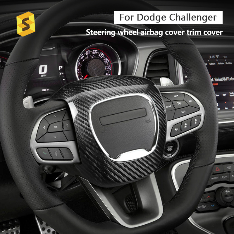 Shasha Carbon fiber innovation Design Steering wheel airbag cover trim cover For Dodge Challenger