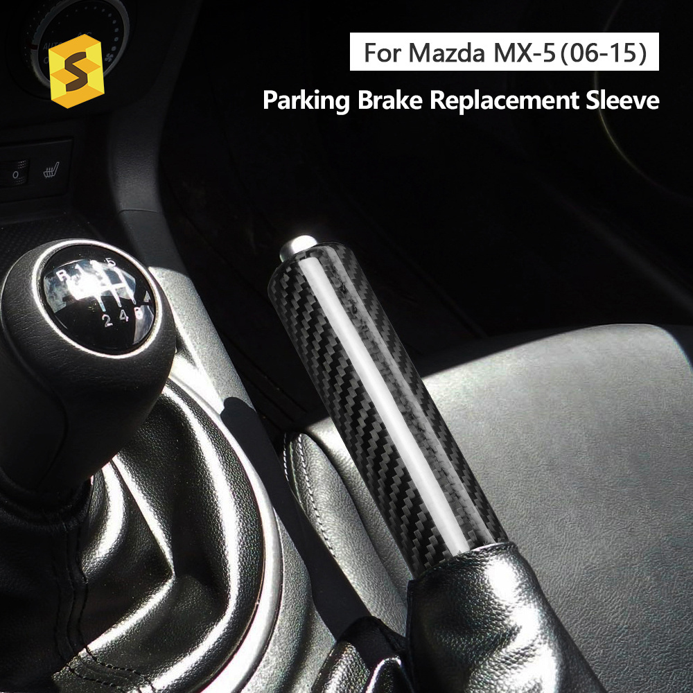 Shasha Carbon Fiber Real Car Wholesale Handbrake Sleeve Replacement Interior Decoration For Mazda MX5 2006 2008 2010 2013 2015