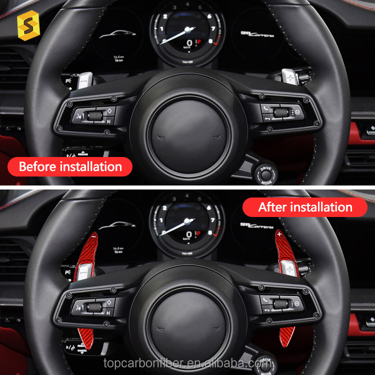 ES Real Dry Carbon Fiber 3K Paddle Shifters Extensions For Porsche 911 922 Taycan Panamera Macan Car Interior Accessories