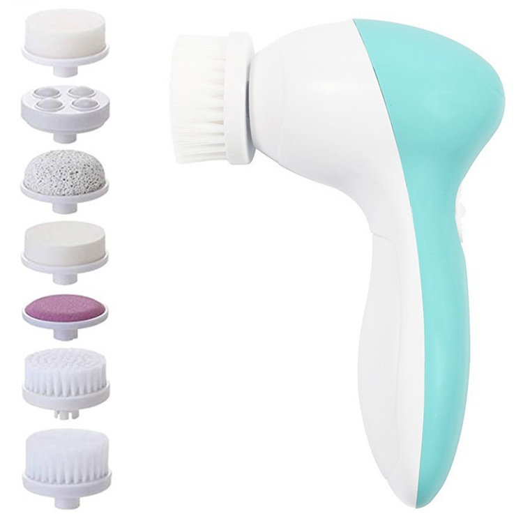 7 in 1 Face Exfoliating Electric Facial Cleaner Silicone Scrub Pore Cleaner Spin Sonic Facial Cleansing Brush