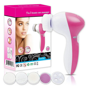 Multi-functional Electrical 5 in 1 Skin Face Deep Wash Cleanser Massager Electric Facial Cleansing Brush