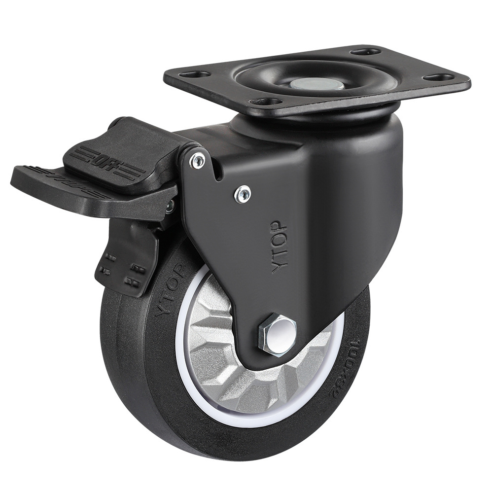 YTOP Caster Wheel Swivel With Brake Transparent Pu  Medium Duty Pu Caster Industrial  Pu Wheel Caster