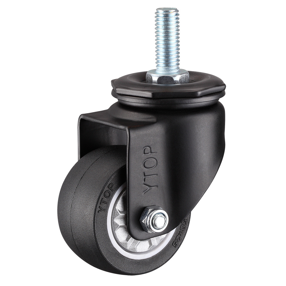 YTOP 1.5 Inch 2 Inch Swivel Caster Wheels Locking Casters Heavy Duty Metric M8 20mm Threaded Stem TPU Caster