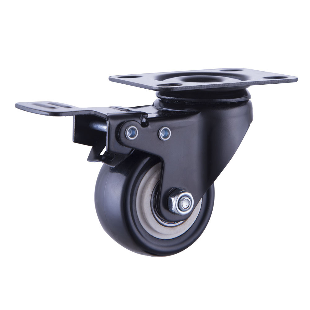 2.5 inch threaded steam clothes rack caster wheel with locking brake PU TPR furniture castors