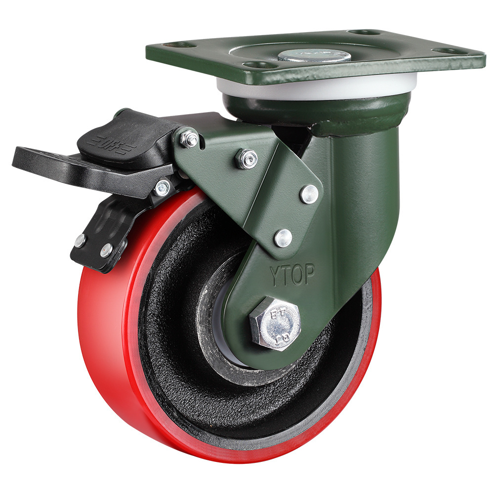 High value quality load 1 ton 6 inch 8 inch extra heavy duty iron core polyurethane pu caster wheel Industrial