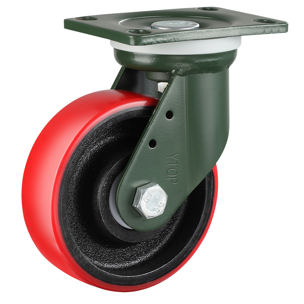 High value quality load 1 ton 6 inch 8 inch extra heavy duty iron core polyurethane pu caster wheel Industrial