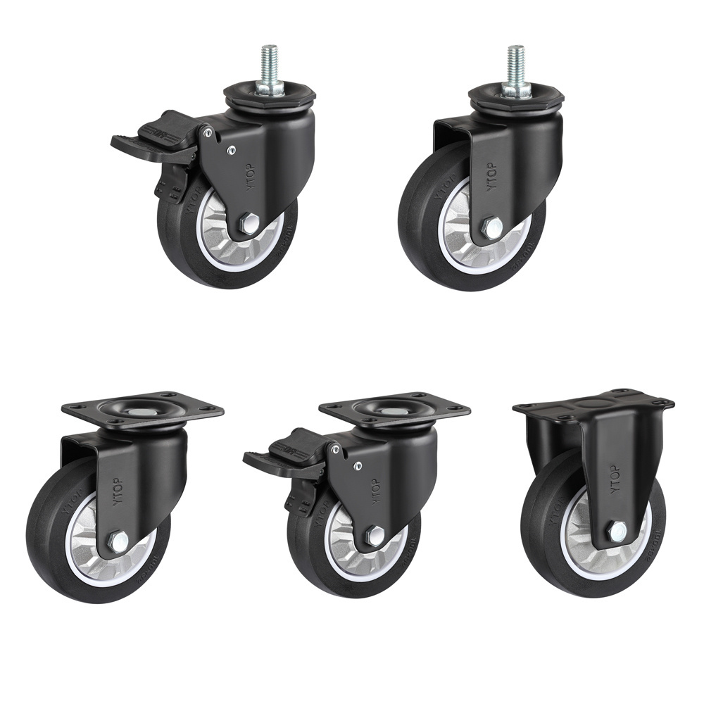 2023 hot China manufacturer 2.5 3 4 5 inch stem castors swivel caster wheel plate caster with brake with factory price