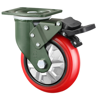 3"4"5"6"8" Caster wheels red PU cart casters heavy duty PU industrial casters