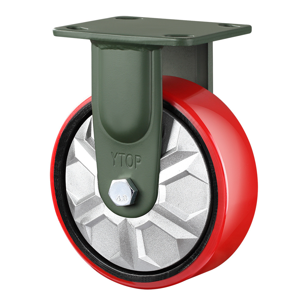 YTOP 8inch 200mm Red PU/PVC heavy duty caster wheel swivel locking casters with double double brake