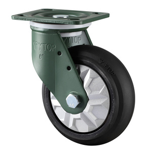 YTOP 4 "5" 6 "8" Black rubber casters fixed or swivel casters heavy duty manganese steel caster wheels