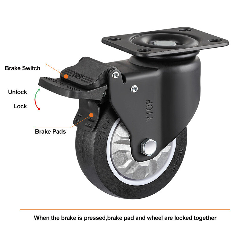 Wholesale Casters Swivel Wheels With Brakes Trolley Wheels Black 5 Inch Caster Wheels