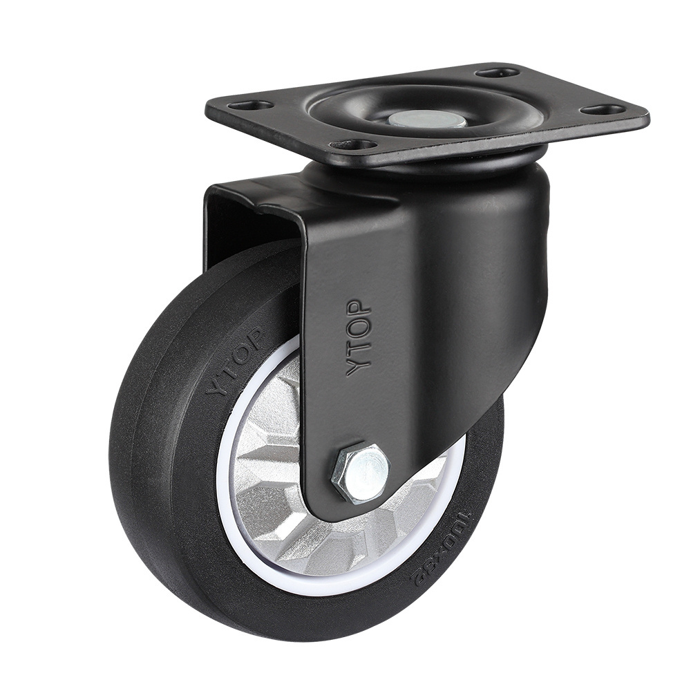 YTOP Caster Wheel Swivel With Brake Transparent Pu  Medium Duty Pu Caster Industrial  Pu Wheel Caster