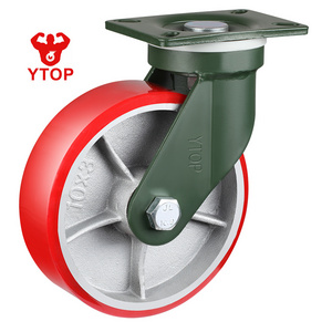 YTOP 75mm width wheel super heavy duty caster iron core pu swivel caster wheel