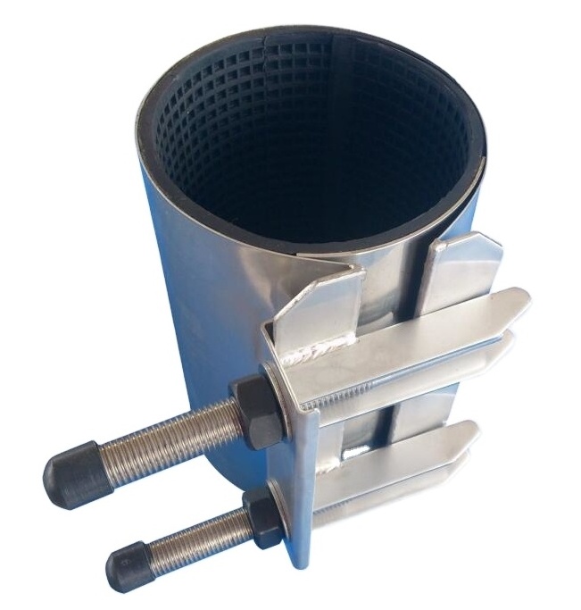 stainless steel universal dual water pipe leak repair clamp for DI UPVC ,PE ,Steel pipes