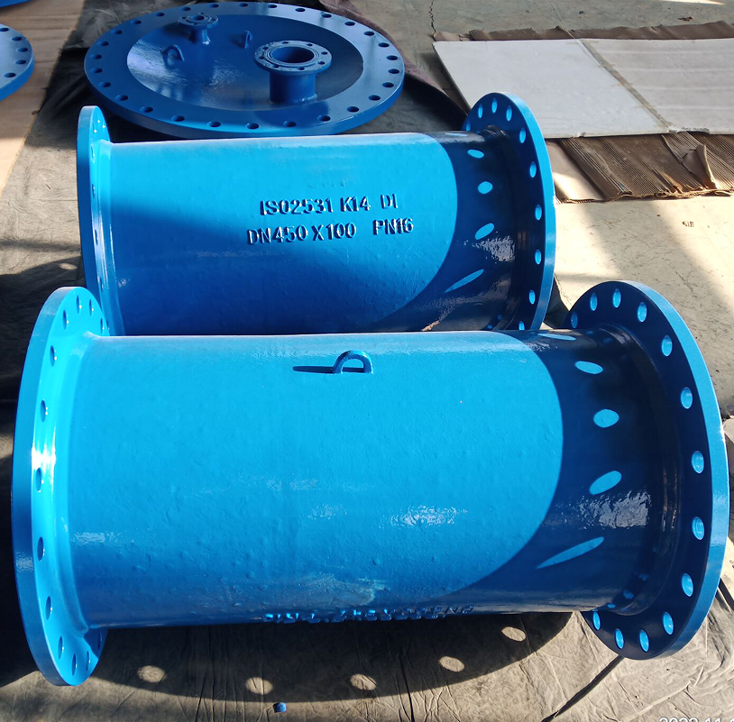 water/waste water treatment plant construction Ductile Iron double Pipe Fittings double flange cast pipe with puddle flange