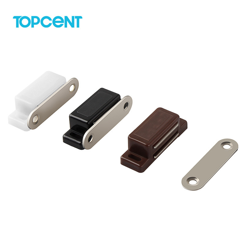 TOPCENT  White Plastic Housing Plate Door kitchen furniture cabinet magnetic latch door catch