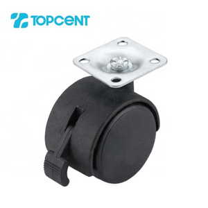 TOPCENT 1.5 inch nylon furniture office lockable office chair caster wheels with brake