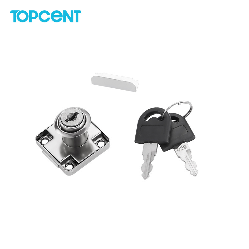 TOPCENT Nickel Plated Iron Material 138-22 Drawer Locks with Two Plastic Keys