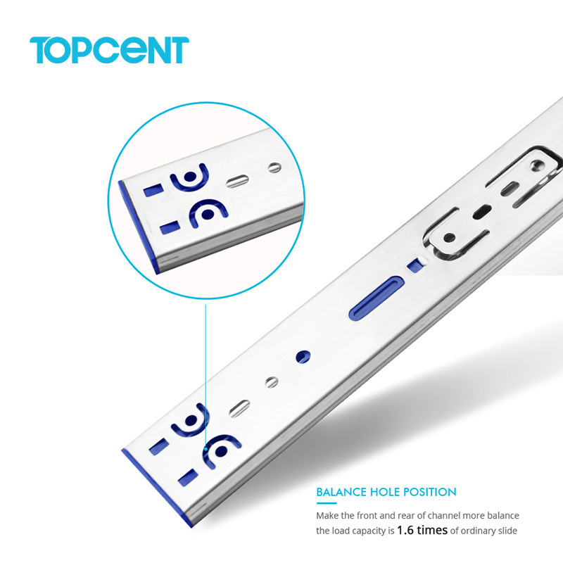 TOPCENT 35/45mm telescopic channel soft close Ball Bearing Drawer Slide for Furniture drawer slide rail