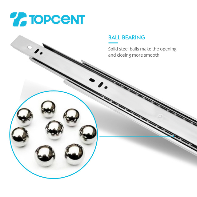 TOPCENT Kitchen cabiner drawer  45mm SS201 / SS304  normal heavy duty ball bearing stainless steel drawer slides