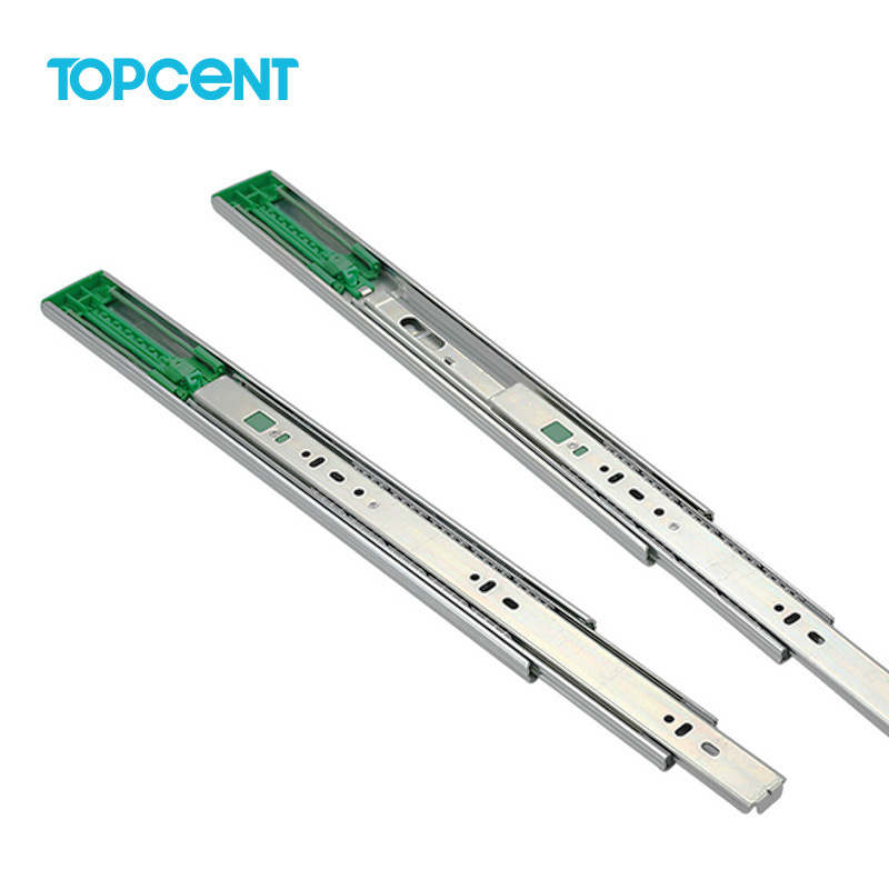 TOPCENT Kitchen Cabinet 45mm drawer slide  rail Channel ball bearing Soft Close push to open drawer slides