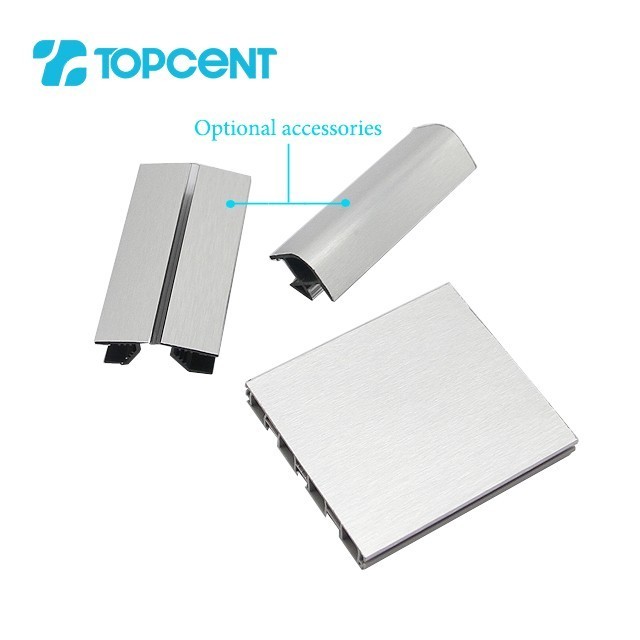 TOPCENT Customized Waterproof Brush Aluminum Baseboard Skirting Panel Covers Kitchen Cabinet Plinth Pvc Skirting Board