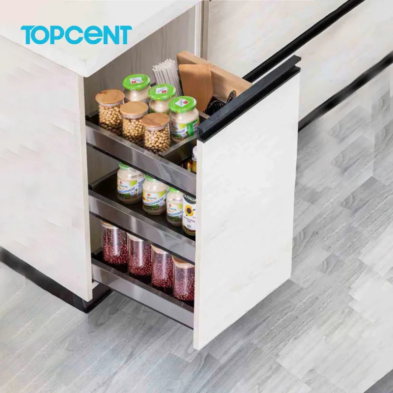 Topcent Closet Drawers & Cabinet Organizers Side Mounted Sliding Pull Out Metal Mesh Wire Stock Basket Drawers Basket