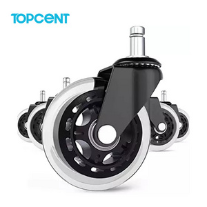 TOPCENT Soft Safe Rollers Furniture Hardware Office Chair Transparent Pu Caster Wheel 3 Inch Swivel Rubber Caster