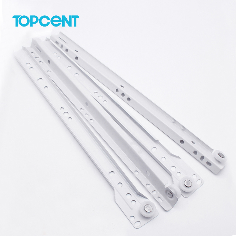 TOPCENT Furniture Hardware cabinet rails roller drawer runner telescopic channel drawer slides with roller