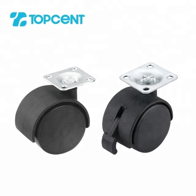 TOPCENT 1.5 inch nylon furniture office lockable office chair caster wheels with brake