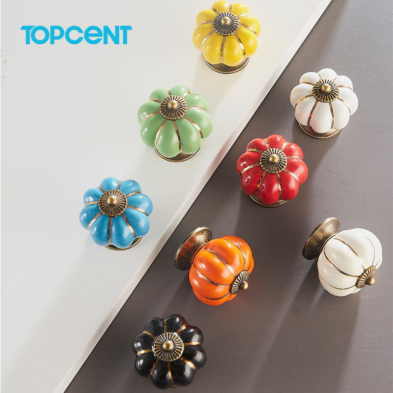 TOPCENT Ceramic Cabinet Knobs Granite Stone and Marble Classical Door Knobs Porcelain