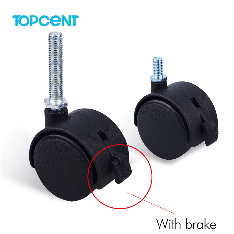 TOPCENT Manufacturer Heavy Duty Furniture Cabinet Plastic Office Chair Caster Wheel