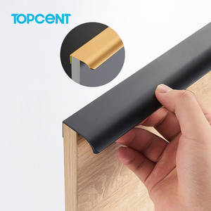 TOPCENT aluminum Hidden Drawer Hardware Kitchen cabinet door Pull Handles