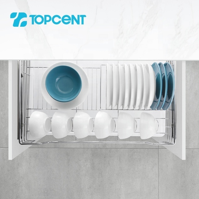 TOPCENT stainless steel kitchen cabinet cupboard pull out drawer wire storage baskets