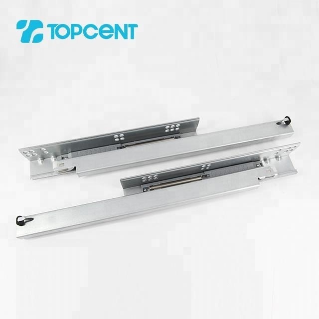 Full extension ball bearing soft close quadro telescopic drawer slide with bracket