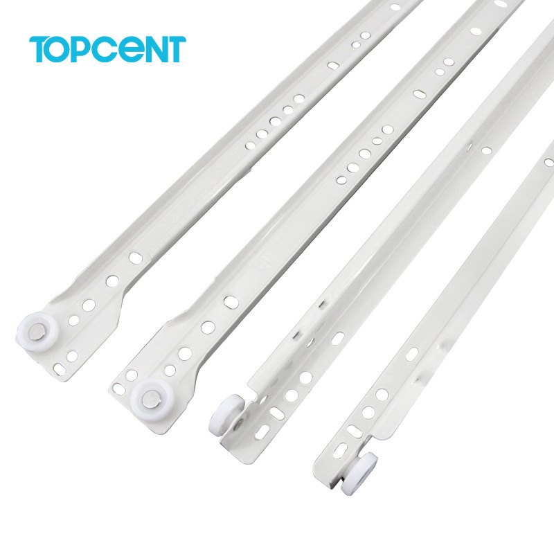 Topcent white full extension drawer runner powder coated roller drawer slide