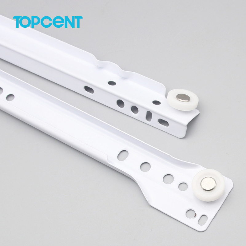 Topcent white full extension drawer runner powder coated roller drawer slide