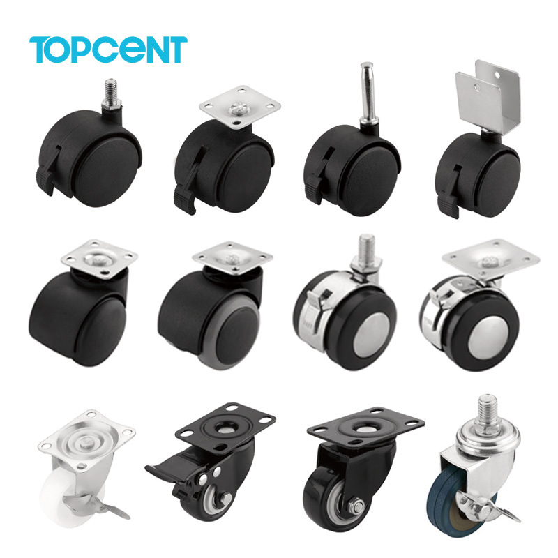 TOPCENT wholesale  Furniture Chair nylon caster 1.5/2  inch 30mm 40mm 50mm Plastic Castor Wheel