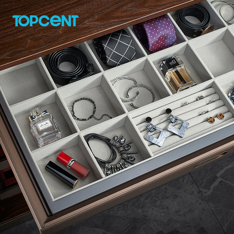 Topcent grey functional wardrobe fittings closet soft closing storage box for wardrobe