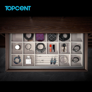 Topcent grey functional wardrobe fittings closet soft closing storage box for wardrobe